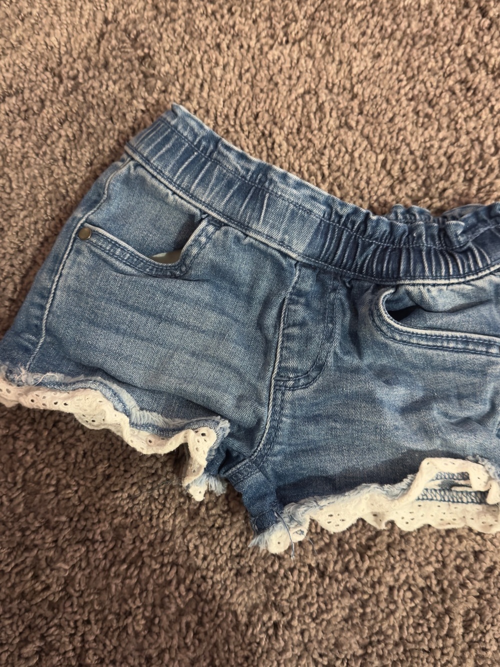 18m Blue Denim Lace-Trim Shorts